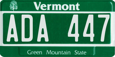 VT license plate ADA447