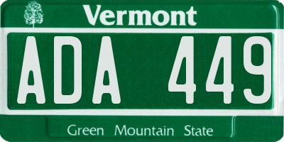 VT license plate ADA449