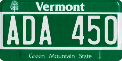 VT license plate ADA450