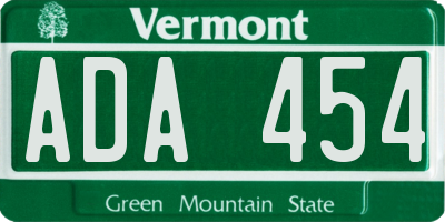 VT license plate ADA454