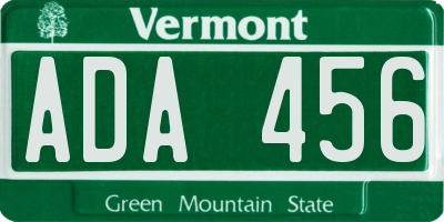 VT license plate ADA456