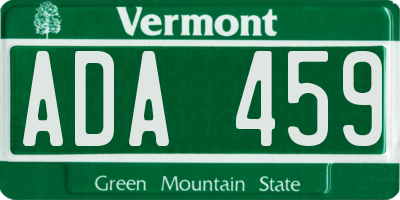 VT license plate ADA459