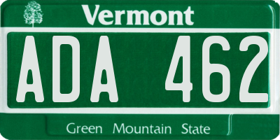 VT license plate ADA462