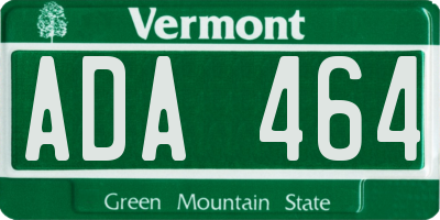 VT license plate ADA464