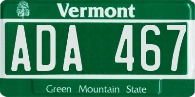 VT license plate ADA467