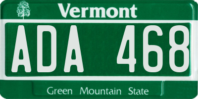 VT license plate ADA468