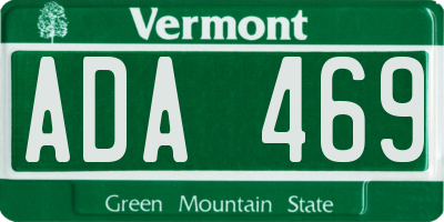 VT license plate ADA469