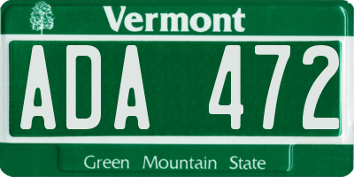 VT license plate ADA472