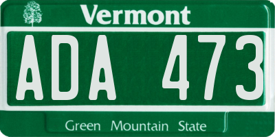 VT license plate ADA473