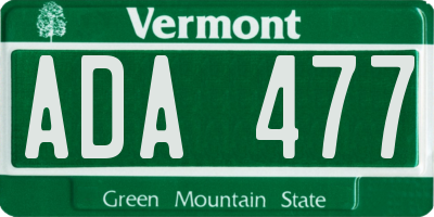 VT license plate ADA477