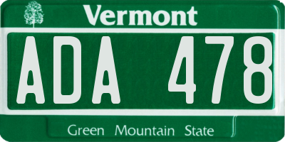 VT license plate ADA478