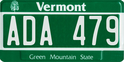 VT license plate ADA479