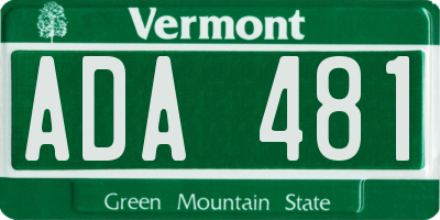 VT license plate ADA481