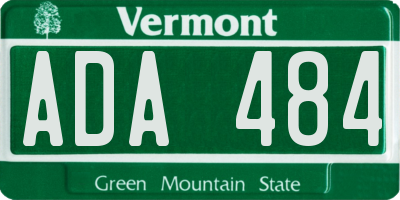 VT license plate ADA484