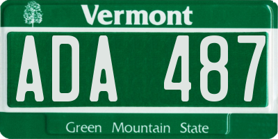 VT license plate ADA487