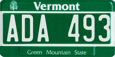 VT license plate ADA493