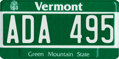 VT license plate ADA495