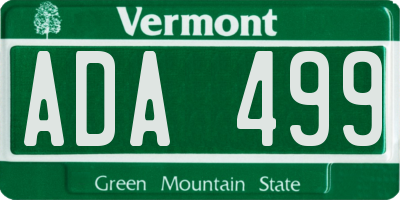VT license plate ADA499