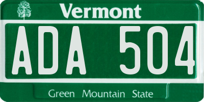 VT license plate ADA504