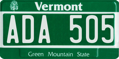 VT license plate ADA505