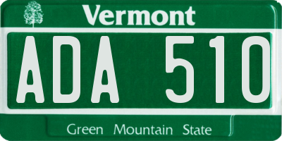 VT license plate ADA510