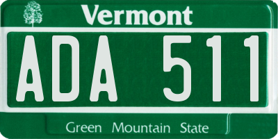 VT license plate ADA511