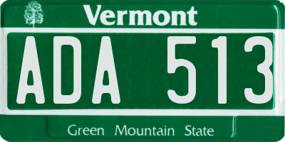 VT license plate ADA513