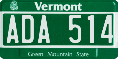 VT license plate ADA514