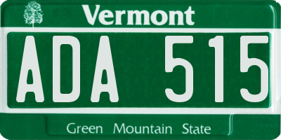 VT license plate ADA515