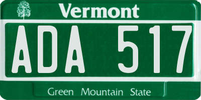 VT license plate ADA517