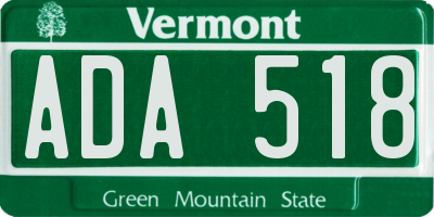 VT license plate ADA518