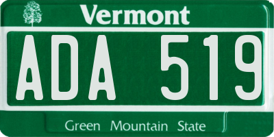 VT license plate ADA519