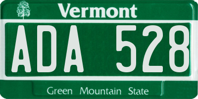 VT license plate ADA528