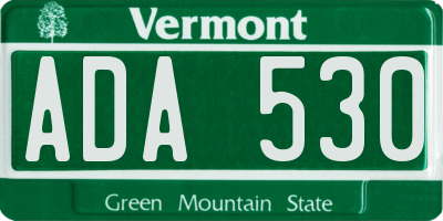 VT license plate ADA530