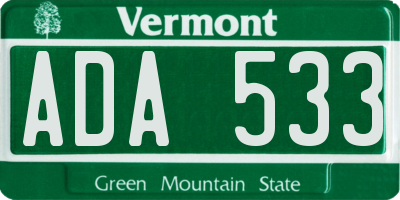 VT license plate ADA533
