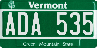 VT license plate ADA535