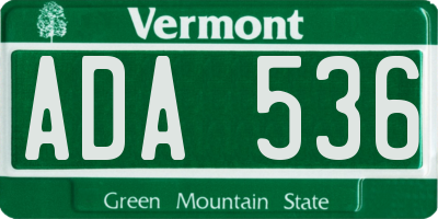 VT license plate ADA536