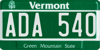 VT license plate ADA540