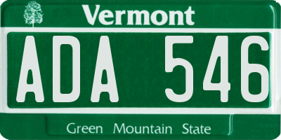 VT license plate ADA546