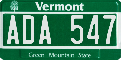 VT license plate ADA547