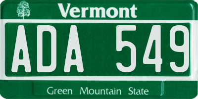 VT license plate ADA549