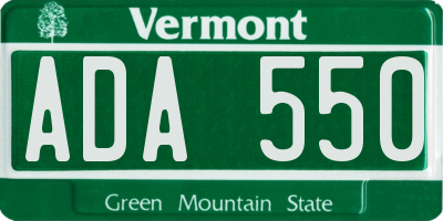 VT license plate ADA550