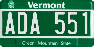 VT license plate ADA551