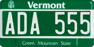 VT license plate ADA555