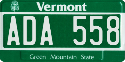 VT license plate ADA558
