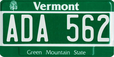 VT license plate ADA562