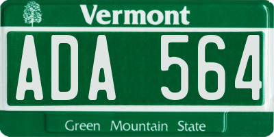 VT license plate ADA564