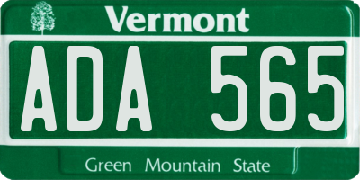 VT license plate ADA565
