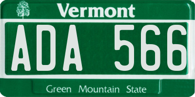 VT license plate ADA566