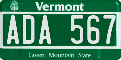 VT license plate ADA567